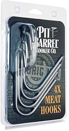 Pit Barrel Cooker Meat Hooks | Stainless Steel Meat Hooks for Barrel Cooker | BBQ Accessory for Hanging Beef, Poultry and Veggies | Set of 4