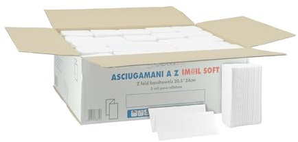 IMBALLAGGI 2000 - Asciugamani Monouso di carta - Asciugamani piegati a Z per dispenser - 1 cartone da 3750 salviette monouso