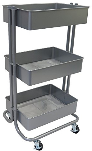 ASPECT Lena 3-Tier Storage Rolling Cart, for Office/Beauty Salon/Home, Grey, 43x35x78.5cm