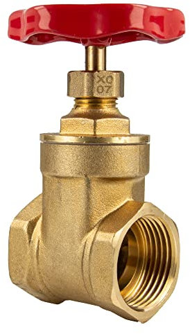 tecuro Messing-Muffenschieber metallisch dichtend, beidseitig Innengewinde 1 1/2 Zoll, inkl. PTFE -Dichtungen und Stopfbuchse