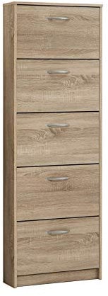 AVANTI TRENDSTORE - Steppi - Scarpiera in Legno Laminato con Ante a ribalta, Disponibile in 2 Colori e 2 Misure Diverse (Marrone, 58,5x168,5x17 cm)