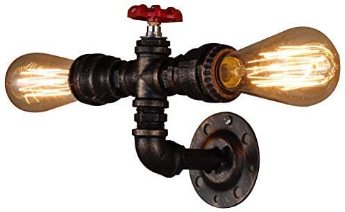 COCOL Water Pipe Wandleuchte, COCOL Vintage Retro Wasser Rohr Licht Retro Nostalgie Industrie Wand Lampen Dekor ohne Lampen