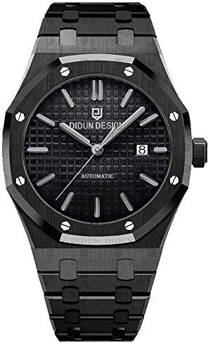 TOC STORE Sportlich Elegante Herren Automatik Uhr, Saphirglas, massives Armband, Miyota Uhrwerk, Didun Royal One Schwarz/Schwarz