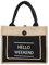 Borsa in juta, borsa vintage in metallo naturale con cerniera Borsa in iuta Borsa riutilizzabile Borsa per la spesa con manico(M, nero)