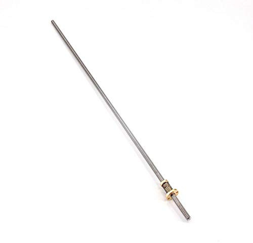 SUNDELY® 3D Printer T8 2mm Pitch 8mm Lead Screw Rod Nut Anti-backlash Nut Shaft Coupling (600 MM)