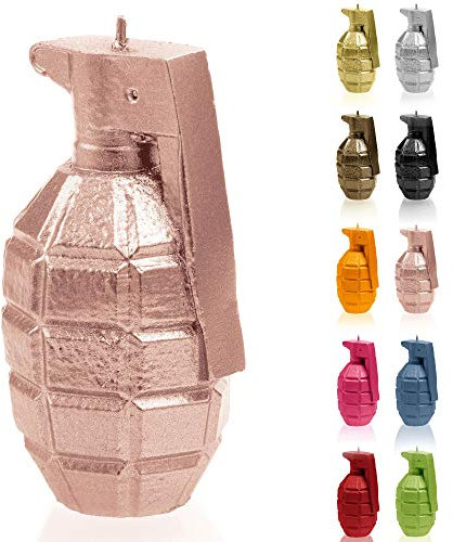 Candellana Fatto a Mano Grenade Candela regalo - Divertente - Candela Decorativa - Arredo casa - Regali per Amici - Stoppino di Cotone - Tempo di Combustione 12h - Rose Gold Candela
