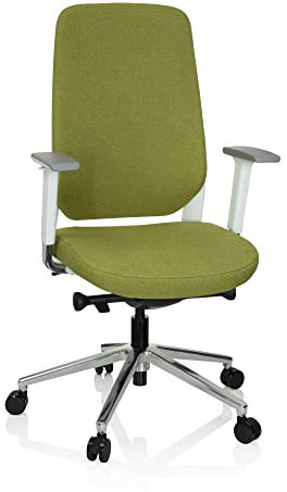 hjh OFFICE 790005 Profi Bürostuhl CHIARO T4 Stoff Grün/Weiß Drehstuhl ergonomisch, Armlehnen, Sitzhöhe & -Tiefe verstellbar