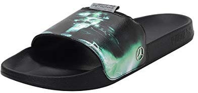PUMA MAPF1 Graphic Leadcat FTR, Sandalias deslizantes Unisex Adulto, Multicolor Black-Spectra Green, 40.5 EU