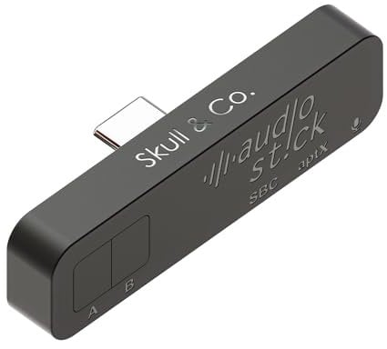 Skull & Co. AudioStick Bluetooth 5.2 Wireless Audio Transmitter Adapter Low Latency for PS5 / PS4, Nintendo Switch/Lite/Other Devices, Optimised for AirPods/Pro - Black