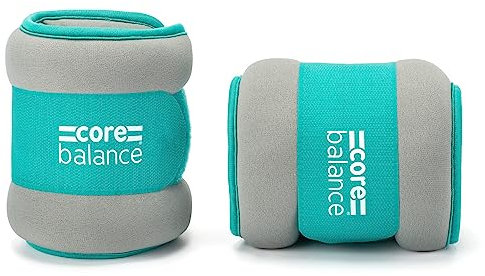 Core Balance Ankle and Wrist Weights Adjustable Strap Neoprene Fabric Set Of 2 x 1kg (Teal)