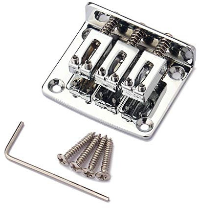 Alnicov E-Gitarrenbrücke, verstellbare 3-saitige feste Gitarrenbrücke für Cigarbox E-Gitarre (Chrom)