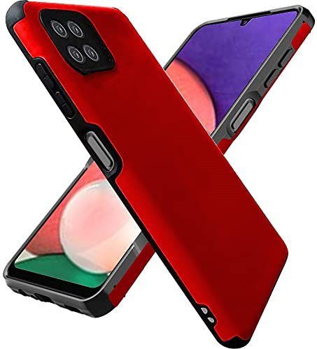 Folmecket Samsung galaxy A22 5G Phone Case, Shock-Absorption Flexible TPU Rubber Protective Cell Phone Cover for Galaxy A22 5G Phone case 6.6 (A22 5G Red)