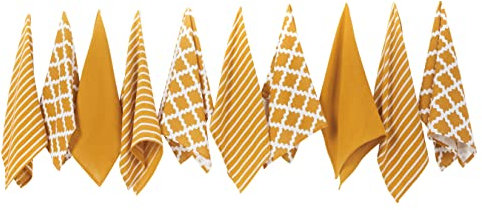 Penguin Home Premium Geschirrtuch für die Küche aus 100% Reiner Baumwolle, 10er-Set Küchentücher, weiches und strapazierfähiges Küchentuch-Set, maschinenwaschbar, 65 x 45 cm, Farbe – Ocker