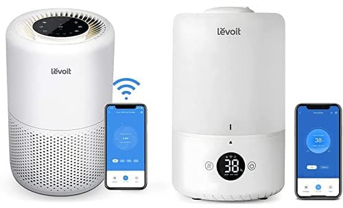 LEVOIT Luftreiniger Allergiker mit H13 HEPA Luftfilter gegen 99,97% von Schimmel Staub Pollen und LEVOIT 3L Top Fill Luftbefeuchter, Smart Cool Mist Humidifier mit APP & Alexa Steuerung