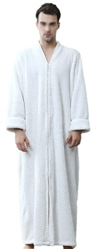 MTFBQ Accappatoio Uomo Piscina Vestaglia da Donna in Pile con Zip Accappatoio Peluche Lungo con Tasche Comodo Pigiama Inverno Morbido Caldo Indumenti da Notte Accoglienti Indumenti per Anziani