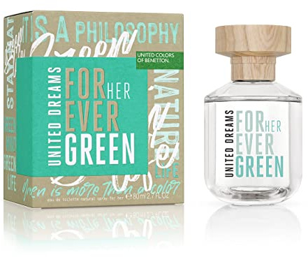 Benetton - Forever Green Her von United Colors, Eau de Toilette Spray für Frauen, Grüner Blumenduft mit schwarzer Johannisbeere, Birne, Orangenblüte und Jasmin - 80 ml