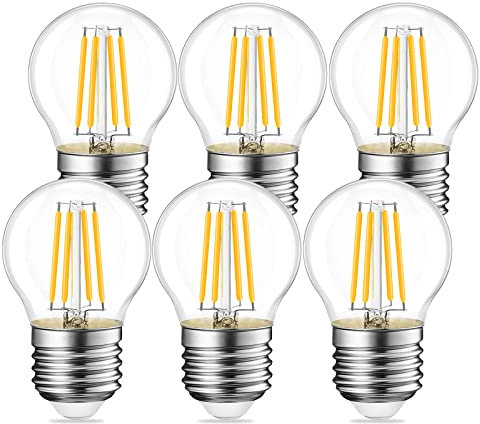 TopLeder E27 Screw Bulb 6 Pack, LED Light Bulb 2700K Warm White 6W (Equivalent to 60W) 640LM, Non-Dimmable, G45 Golf Ball Bulb SES, Mini Globe Clear LED Filament Bulb
