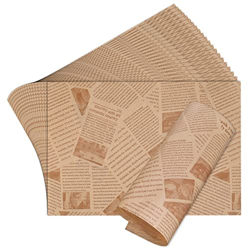 Hejo 100 Blätter Backpapier, Pommes Papier für Korb, Burger Papier, Wachspapier für Lebensmittel, Deli Papierblätter für Burger, Butterbrot, Käse, Pommes, 33x23cm