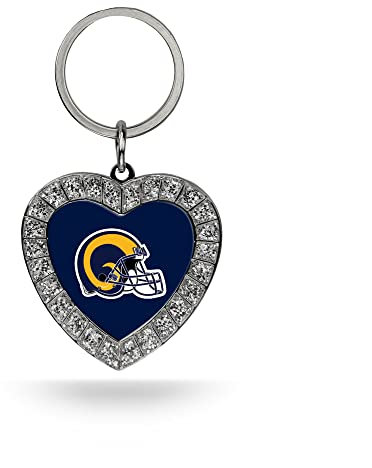 Rico Industries NFL Los Angeles Rams Bling Herz Schlüsselanhänger Strass Herz Schlüsselanhänger 8,9 x 3,8 cm