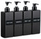 Segbeauty Seifenspender Schwarz, 500 ml 4er-Set Kunststoff Pumpflasche zum Befüllen, inkl. Bad Wasserdichtes Etiketten, Leerspender für Shampoo, Lotion, Conditioner, Body Soap, Hand Soap