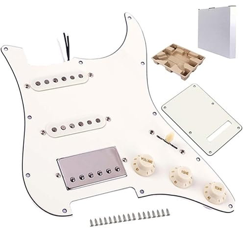Ogdni Pickguard Strat pré-câblé avec ensemble de micros SSH, 3 plis chargés à haut rendement, micro Humbucker Alnico V à bobine unique, plaque anti-rayures pour guitare électrique comme pièces de