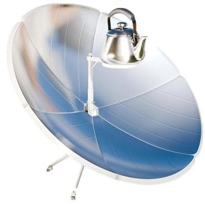 Horno solar parabólico portátil, concentrador solar de 1,5 m de diámetro, para acampar al aire libre, calefacción solar, camping, exteriores, picnic, educación visual o concentrador solar de bricolaje