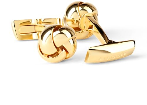 DAVIDOFF ESSENTIALS Cufflinks – Herren Manschettenknöpfe in Gold mit dekorativem Knotendesign – Manschettenknöpfe aus Messing, vergoldet – Herrenaccessoires für besondere Anlässe