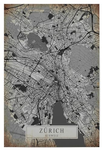 artboxONE Poster 60x40 cm Städte/Zürich Zürich CityMap Vintage - Bild Stadt zürich Poster von zürich Retro