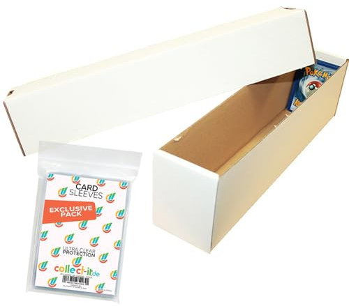 Collect-it.de 2 Riesen Deck-Boxen - Aufbewahrung (weiß) für 1000 Karten (kompatibel mit Magic/Pokemon/Yugioh/Match Attax Karten) + 40 Exklusive Collect-it.de Hüllen