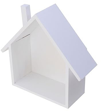 RORPOIR Kleines Wandregal in Hausform Aus Holz 19x9x24.5cm Weiß Montiertes Aufbewahrungsregal Für Schlafzimmer Wohnzimmer Und Büro Dekorativ Und Funktional