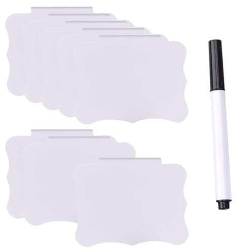 12 Pcs Plastic Basket Labels Clip on Removable Labels Storage Bin Label Clips Wire Shelf Label Holder Clip with Chalk Markers for Organization White
