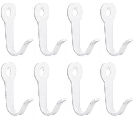 QUARKZMAN Ganchos de Pared, 8 Unidades - Gancho de Ropa de Aleación de Zinc de una Púa, Ganchos para Colgar Toallas Abrigos Mochilas Bufandas Llaves Sombreros Tazas (Blanco)
