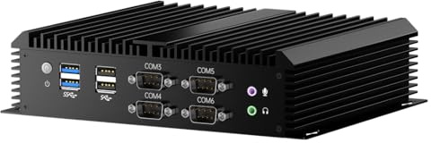 Mavsloly Industrie PC, lüfterloser Mini Computer mit Core i7-1165G7, 8GB RAM, 128G SSD, Dual-Netzwerkkarte, 2,5G LAN, 6*COM RS232, Wake-on-LAN/Auto-Power-On, Wi-Fi 6, 1*HDMI, 1*VGA, Windows 11 Pro