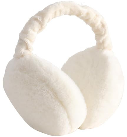 IHCEMIH Ohrenschützer Damen Ohrenschützer Winterzubehör Flauschig Plüsch Faltbar Erwachsene Outdoor Thermo-Ohrenwärmer Skifahren Laufen Ohren Schutz vor Wind Kalt Modisches für Mädchen Damen Weiß.