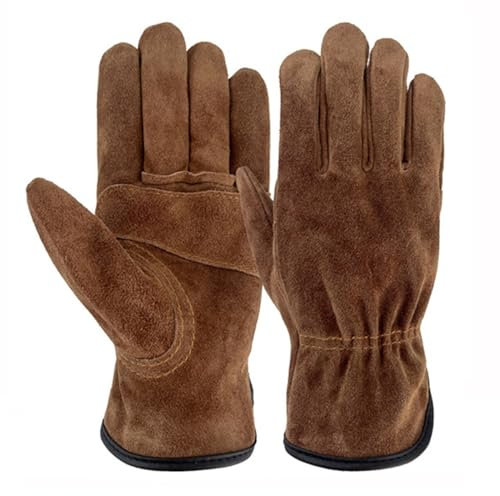 Gants de travail en cuir, gants pour soudage à la baguette, gants de sécurité en cuir résistant au feu/chaleur, protection des mains contre la chaleur des soudeurs et des chalumeaux coupants, pour l