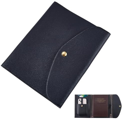 craspire A5 Notizbuchhülle Aus Leder Mit Kartenfächern Wasserdicht PU Schwarz Umschlagmappe Business Aktentasche Umschlagmappe Leder Portfolio Organizer Für Notizblöcke Telefonkarten