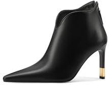 QUEEN HELENA Tronchetti Casual Eleganti Stivaletti a Punta con Tacco a Spillo Donna K3502 (Nero Pu, Sistema Taglie Calzature EU, Adulto, Donna, Numero, Media, 41)