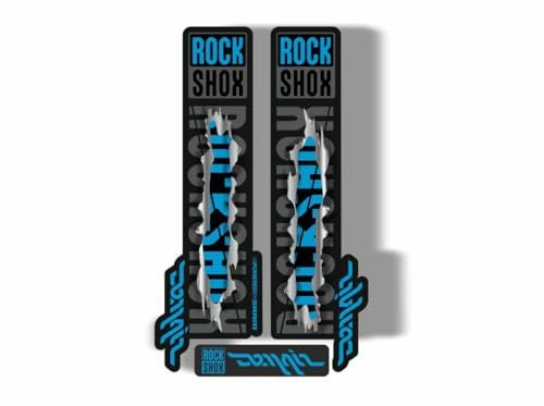 Autocollant de rechange pour fourche Rock Shox Domain 2018 - Bleu métal déchiré (mat)