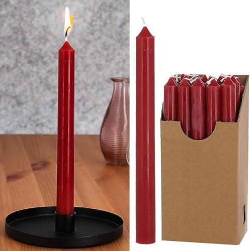 Cepewa Stabkerze 20er Set | 2x25cm weinrot Paraffin | Wachskerze Echtwachs Dekokerze Kerze glänzend Spitzkerze (1 x 20er Set)