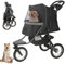 Joyfultails Hundewagen Hundebuggy Bis30kg, Katzenbuggy für große und mittelgroße Hunde, Faltbar klappbar Haustiere Buggy mit Getränkehalter & Regenschutzabdeckung Jogger Katzenbuggy für Hunde Katzen