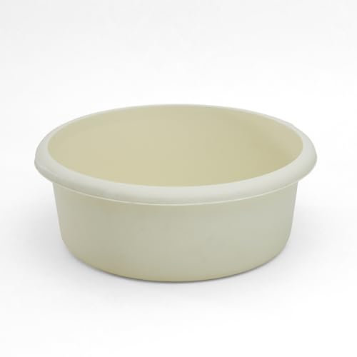 Washing Up Bowl for Sink | Cream Small Round Plastic Sink Bowls (8 Liter Capacity) | Wash Up Basin Bowl for Kitchen Sinks