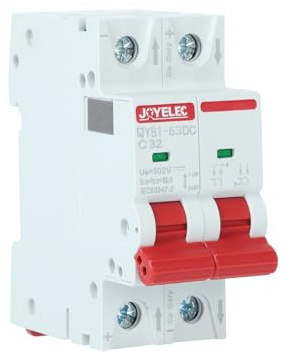 JOYELEC 32A Solar Photovoltaik Systeme Miniatur-Leistungsschutzschalter，2 Polig，DC500V für Solar Panels Pv Anlage Sicherungsautomat Trennschalter