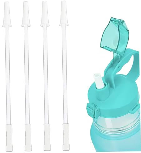 4PCS Straw Replacement and 2PCS Straw Brush, Plastic Straws Safe Plastic Reusable Straws and Straw Cleaner Replacement for 1000ml/2000ml Water Bottle