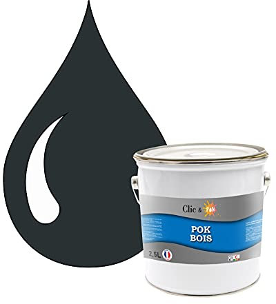POK BOIS Peinture Bois Extérieur Intérieur – Satinée, Résistante Intempéries UV, Multisupport - 2,5L - RAL 7016 Gris anthracite