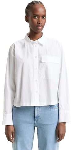 TOM TAILOR Denim Damen Boxy Fit Hemdbluse aus Baumwolle