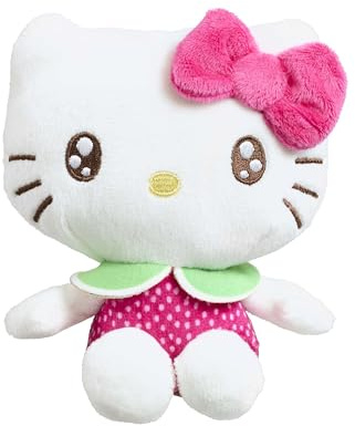 Hello Kitty Macedonia Scented Plush, 12cm Soft Toy in Pink Dress, Fruity Fragrance, Official Licensed Mini Collectable Plush, for Hello Kitty Fans, Suitable for Ages 4+