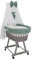 Wiklinopol Couffin Bébé avec Ciel de Lit – Berceau à roulettes en Osier avec Support – Ensemble Complet en Gris avec 5 Pièces de Linge Nid d’Abeille Motif Faon Khaki