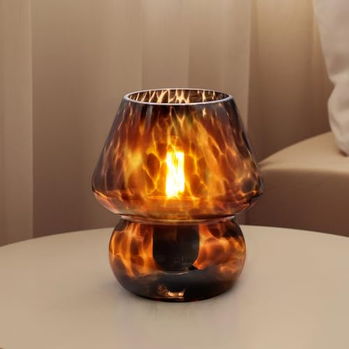 Dawnwake Mushroom Lamp Table Lamp for Bedroom, Small Desk Bedside Lamps for Living Room, Mushroom Decor Cute Mini Modern Mid Century Lamps for Night Stands, Aesthetic Home Living Room Decor(Black)