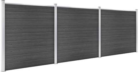 Emmtore Zaunelement Set WPC Sichtschutzzaun Windschutzzaun Lamellenzaun Windschutz Sichtschutz Zaun Element Terrasse Garten 526x186 cm Schwarz