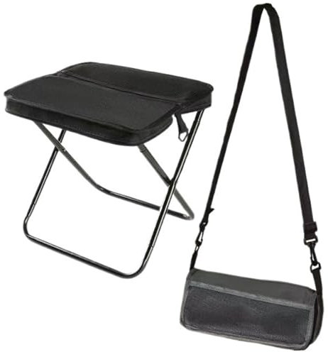 Tragbarer Hocker For Bergsteigen Und Wandern, Faltbarer Rucksackhocker, Kleiner Faltbarer Hocker, Hält Bis Zu 150 Kg, Outdoor-Klappstuhl Mit Reißverschluss For Reisen, Camping, Angeln(Black,S)